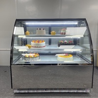 Kabinet peraga kaca berpendingin udara 2 lapisan sudut kanan kabinet peraga LED desigging Supermarket pendingin Freezer/pendingin tampilan kue kulkas