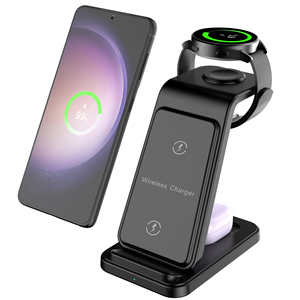 15W Multi Fast 3 in 1 <strong>Wireless</strong> Charger Station <strong>Charging</strong> Dock <strong>Stand</strong> for Mobile Phones for Earphone for Smart Watch - Product Image 1