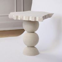 Table basse en marbre de forme ronde de forme anormale table centrale en marbre de surface solide pour table de salon