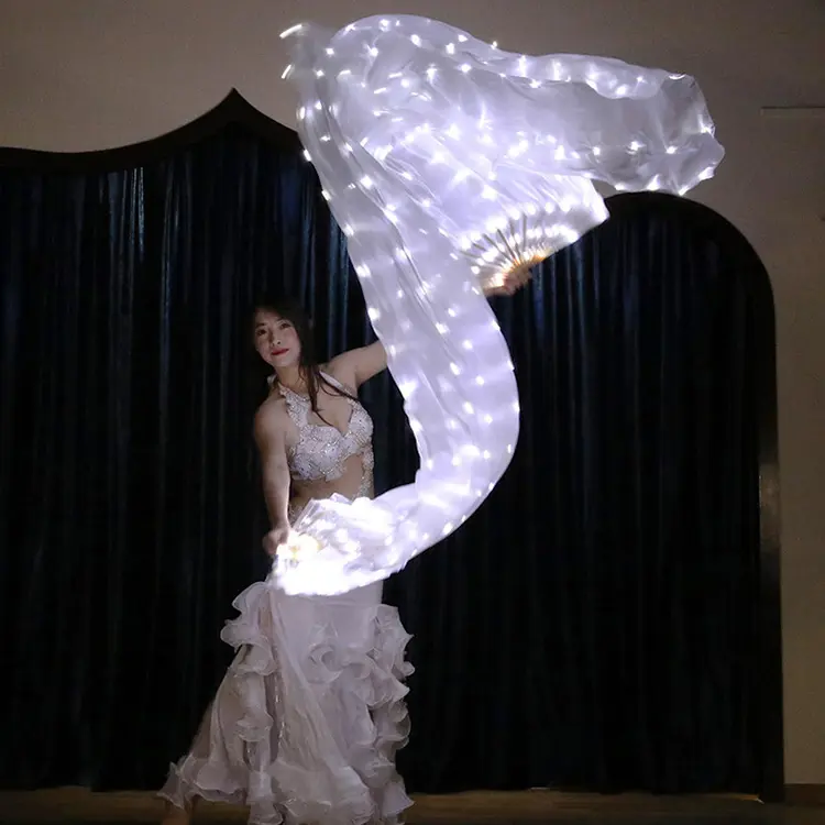 रेशम प्रभाव पेट घूंघट नृत्य प्रोप प्रकाश अप स्ट्रिंग प्रशंसक का नेतृत्व किया