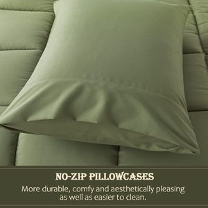 Màu xanh lá cây Nữ Hoàng 88 "x 90" 3 cái bedding Set với 2 vỏ gối Trọng lượng nhẹ tất cả các mùa mềm xuống thay thế giường <span class=keywords><strong>Comforter</strong></span> cho khách sạn - Product Image 5