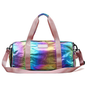 Sac de voyage holographique laser irisé personnalisé 50 mm, sac de sport léger pour femme, sac de voyage pour une nuit - Product Image 1