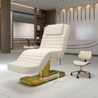 Table de massage électrique incurvée en cuir blanc personnalisable pour salon de beauté, lit de soin facial et cils avec 3 moteurs