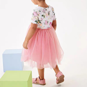 Vendita calda di <span class=keywords><strong>bambine</strong></span> abiti a maniche corte Boutique fantasia per bambini stampa fiore Tulle abito da festa - Product Image 2