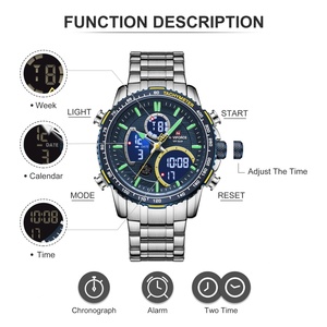 NAVIFORCE Fashion Men Watch Sport Watch for Men Chronograph Quartz Wristwatch Waterproof Steel Band <b>Clock</b> - Product Image 3