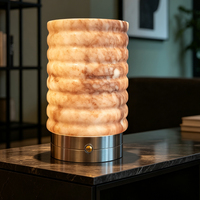 Lámpara de Mesa Nórdica de Alabastro, Lámpara de Mesa de Alabastro Hecha a Mano, Lámpara de Mesa de Alabastro Recargable, Lámpara de Mesa de Mármol