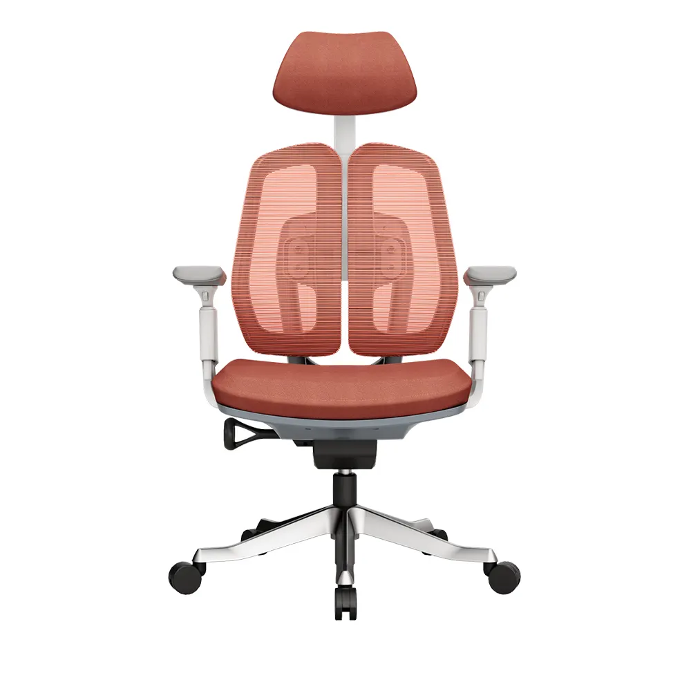 High Quality Orange Adjustable Mesh Double Back Staff Offical Swivel Computer Desk Chair With Flexible Back Support