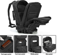 Sac à dos tactique Molle personnalisé 45L en gros, pliable, avec fermeture éclair, en tissu Oxford, idéal pour la gym, la randonnée et la chasse