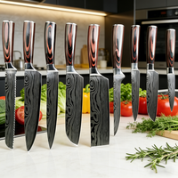 Couteau de chef professionnel FUOWN Kiritsuke Damas Nakiri, couteau à légumes, lame martelée 67 couches, lame tranchante, manche en bois de santal
