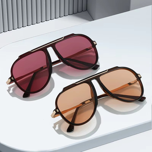 Logo Custom 2026 Vintage Big Frame Square <b>Sunglasses</b> UV400 Metal <b>Oversized</b> Pilot <b>Sunglasses</b> for Men Women - Product Image 3