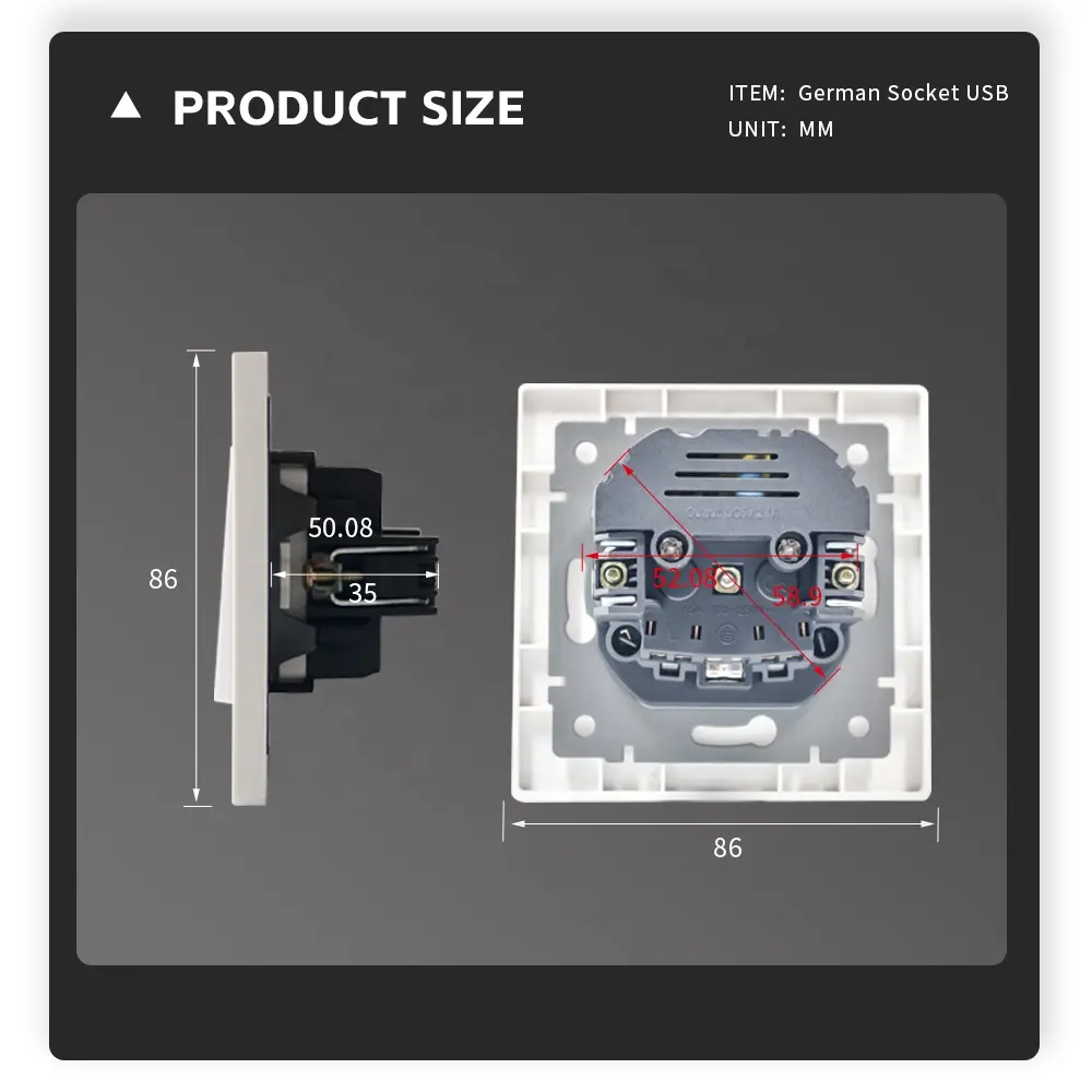 Mezeen f סדרה eu סוג שוקו עם קיר שקע USB כפול קיר שקע USB 2.1a 5v לשימוש ביתי