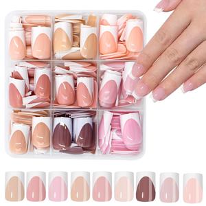 9 couleurs, 216 pièces, <span class=keywords><strong>faux</strong></span> <span class=keywords><strong>ongles</strong></span> français <span class=keywords><strong>courts</strong></span> carrés rose nude naturel, ensemble de <span class=keywords><strong>faux</strong></span> <span class=keywords><strong>ongles</strong></span> réutilisables en acrylique pour femmes - Product Image 2