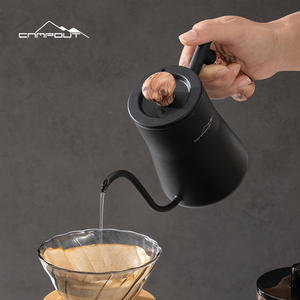 Bouilloire à col de cygne en acier inoxydable avec couvercle, résistante à la chaleur, pour le camping et la préparation du café - Product Image 4