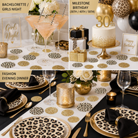 Ensemble de vaisselle jetable en papier à imprimé léopard pour fête d'anniversaire, décoration de table sur le thème de la jungle animale pour enterrement de vie de jeune fille
