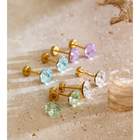 JINYOU 7760 Exquisitos Pendientes de Cristal Redondos Tallados, Pendientes de Acero Inoxidable Hipoalergénicos