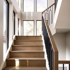Escalier en métal en forme de U de qualité villa avec marches en bois flottantes et garde-corps en acier, fabrication sur mesure <span class=keywords><strong>par</strong></span> une usine professionnelle - Product Image 3