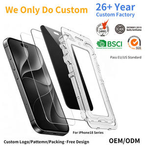 Manufacturer Custom Tempered Glass for iPhone 18 Pro Max HD Clear <b>Screen</b> <b>Protector</b> Dust Free Easy Mount Kit OEM 9H Private Label - Product Image 1
