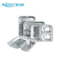 Barquette rectangulaire en aluminium à 2 compartiments, récipient alimentaire jetable avec couvercle, 830 ml, blister, qualité alimentaire, restauration, plats à emporter, préparation de repas
