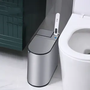 Automatische Haushalts toilette mit Deckel schmaler Papierkorb genäht Einweg-Toiletten bürste Intelligente Induktionssensor-Mülleimer