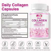 Capsules de collagène multi-peptides de bœuf nourri à l'herbe Lenm Private Label avec biotine, vitamine C et acide hyaluronique pour la santé des cheveux, de la peau et des articulations