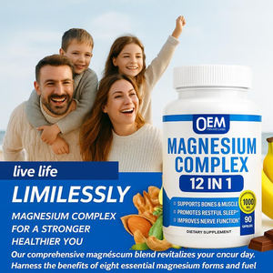 Cápsulas de Complejo de Magnesio 12 en 1 OEM, 1000 mg de Glicinato de Magnesio, Citrato, Malato, Taurato, Suplemento Quelado para Apoyo Energético - Product Image 5