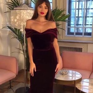 Vestidos <span class=keywords><strong>de</strong></span> <span class=keywords><strong>Fiesta</strong></span> <span class=keywords><strong>de</strong></span> terciopelo con hombros descubiertos para mujer, Vestidos <span class=keywords><strong>de</strong></span> Noche <span class=keywords><strong>de</strong></span> terciopelo ceñido para boda, novedad <span class=keywords><strong>de</strong></span> <span class=keywords><strong>2022</strong></span> - Product Image 4