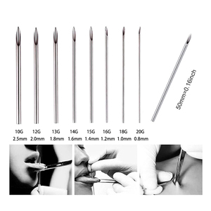 Aiguilles de perçage creuses jetables, boîte de 100 pièces, 50 mm, 12G, 13G, 14G, 15G, 16G, 18G, 20G, outils d'art corporel - Product Image 2