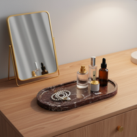 Plateau de toilette en marbre commode de rangement porte-bijoux plateau de service plateau de luxe étanche parfum décoratif ovale pour la décoration intérieure