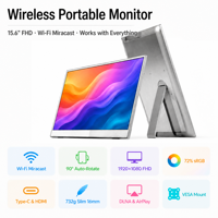 Nouvel écran de jeu portable sans fil 15,6 pouces 1080P IPS avec Miracast intégré, haut-parleur intégré, 60Hz, Type-C pour ordinateur portable et téléphone