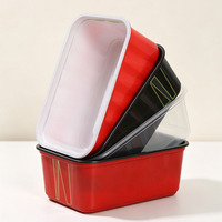 Boîte de préparation de repas rectangulaire en PP noir, conteneur alimentaire jetable pour plats prêts à emporter