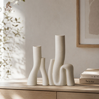 Vase à fleurs en céramique géométrique moderne Jossin, blanc mat, ornement sculptural pour la décoration de la maison, table de salon