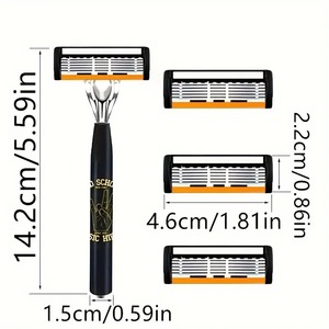 Six Blade Manual Razor With Handle And Holder Stainless Steel For Face Shaving Male Use - Product Image 3