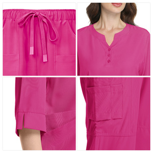 Women's Scrub Suit Set Short Sleeve Multi Pocket Moisture Wicking Hospital Uniforms For Nurses Doctors - Product Image 4