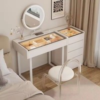 Table de toilette moderne en bois massif YOUTAI 2026 avec miroir LED et plateau en verre, mobilier de chambre à coucher pour usage domestique