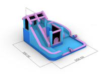Château gonflable bleu avec toboggan et trampoline, vente directe du fabricant d'installations de jeux pour enfants