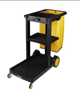 AF08170B Chariot de nettoyage multifonctionnel en plastique Baiyun, design simple, pour hôtel, avec 4 roues pivotantes, capacité de 150 lb, gris bleu - Product Image 2