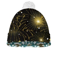 Gorros de Navidad de lana con pompón y logotipo personalizado al por mayor, gorros de Papá Noel unisex para niños, gorros de fiesta de poliéster, forro polar suave y grueso