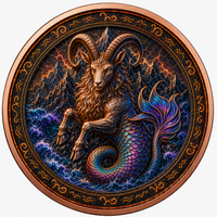 Pièces de monnaie en cuivre 5 oz .999 Cuivre pur, pièce commémorative du zodiaque Capricorne, impression UV colorée, cadeau pour les Capricornes, pièces de monnaie en cuivre