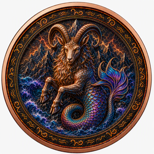 Monete in Rame da 5 Once, Moneta Commemorativa Zodiacale Capricorno in Rame Puro .999, Stampa UV Colorata, Regalo per Capricorno - Product Image 1