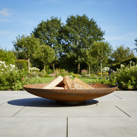 Nouvelle conception moderne, grande brasero en acier corten pour jardin, chauffage extérieur