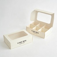 Boîte à cupcakes réutilisable avec service de conception personnalisée, en papier alimentaire, encre de soja, pour brownies et donuts, avec fenêtre transparente, faible MOQ, pour pâtisseries et desserts
