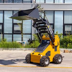 LIVRAISON GRATUITE Mini-chargeuse compacte diesel avec godet et divers accessoires, mini-chargeuse à pneus - Product Image 2