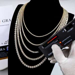 Collar de cadena de eslabones de plata 925 chapado en oro de 18 quilates personalizado al por mayor, estilo tenis, moderno, con diamantes de imitación y moissanita, regalo para fiestas de hombres y mujeres - Product Image 3