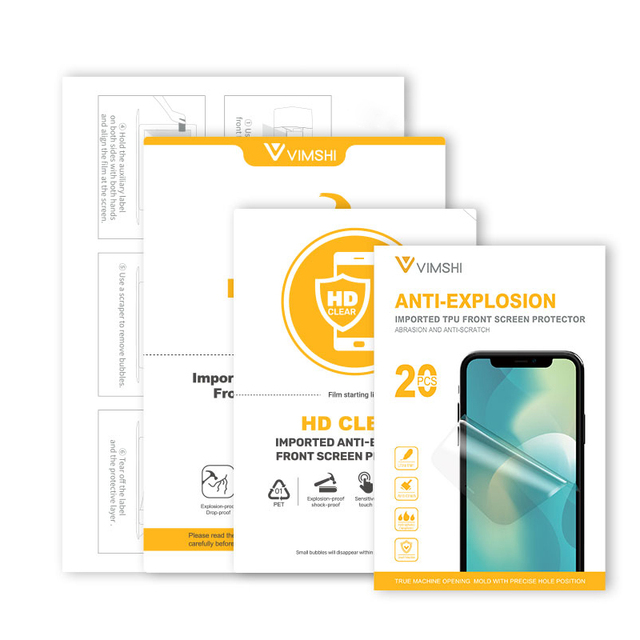 Vimshi High Quality 3D 2.5D Antishock Antiscatch TPU Screen Protector Smart Phone Hydrogel Film for Mobile Phone