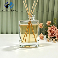 Bouteille diffuseur vide en verre de qualité supérieure, 50ml, 100ml, 275ml, pour décoration intérieure, avec boîte, design unique, fabriquée en Chine
