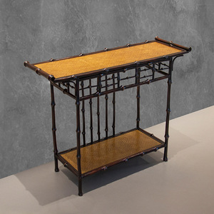 Chinese Style Bamboo Console Table With Shelf Entryway Altar Table For Living Room Wall Storage - Product Image 2