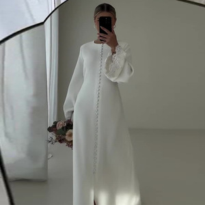Abaya Y35 in Stile Turco in Poliestere Solido Traspirante per Donne Musulmane, Moda Islamica Elegante e Modesta - Product Image 3