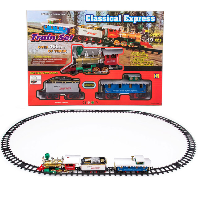 450CM DIY Assemble Track Classical Battery Operated Slot Toys Kids Electric Train With Musical Light