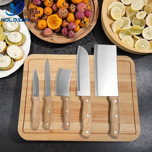 Cấp thực phẩm chuyên nghiệp siêu sắc nét 5 cái thép không gỉ Nhật Bản Bếp <span class=keywords><strong>Knife</strong></span> <span class=keywords><strong>Set</strong></span> với Ambidextrous tay cầm bằng gỗ - Product Image 6