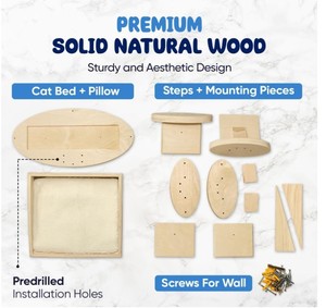Estantes de pared personalizados para gatos con cojín acogedor Juegos de muebles de madera para trepar para gatos <span class=keywords><strong>Kitty</strong></span> <span class=keywords><strong>Bridge</strong></span> Estante para gatos Estantes de pared montados en la pared - Product Image 4